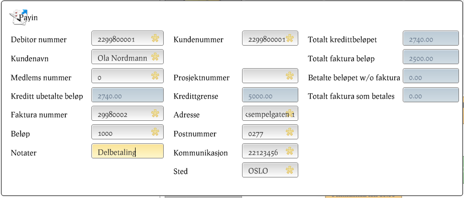 4.3 Innbetaling av utestående beløp i kassaprogrammet En kredittkunde kan betale inn deler eller hele utestående beløp enten via bankoverføring eller direkte i kassaprogrammet.