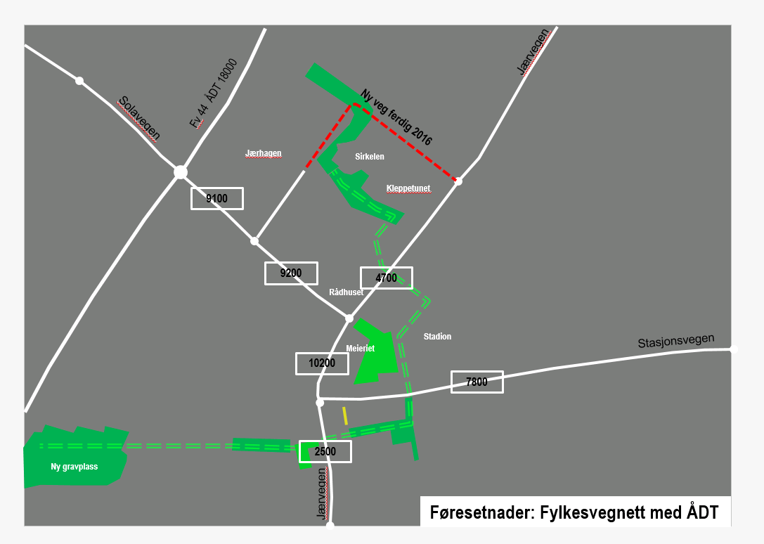 Årsdøgntrafikk i Kleppe sentrum