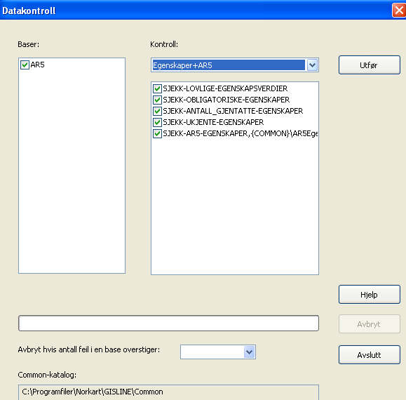 5.2. Sjekk og rett egenskaper Nb! AR5-baser som har vært lenge hos kommunen, kan gi mange egenskapsfeil. Dette fordi innholdet i basen er «gammelt» og ikke er iht.