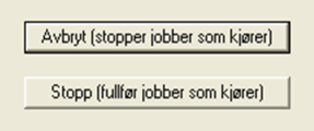 Jobber som er avbrutt kan restartes eller slettes. Administrasjon Start behandling av jobber Funksjonen er tilgjengelig dersom jobbkøkjøring er aktivert fra denne arbeidsstasjonen.