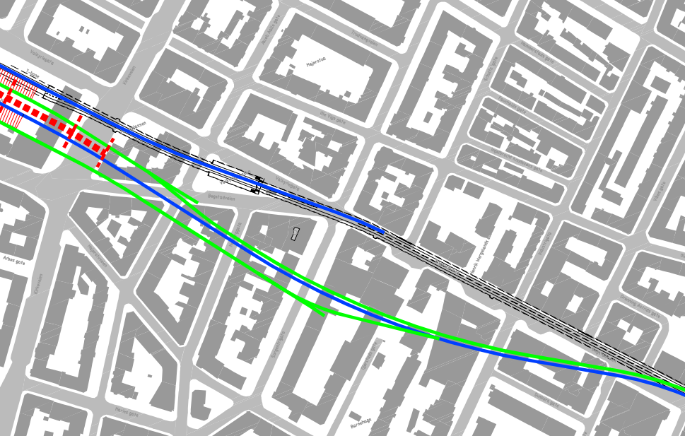 Side 41 Figur 44: Sporplan med ferdig Majorstuen stasjon og 2 spor mot sentrum Faseplan Faseplanen er tilnærmet lik alternativet med kobling av baner