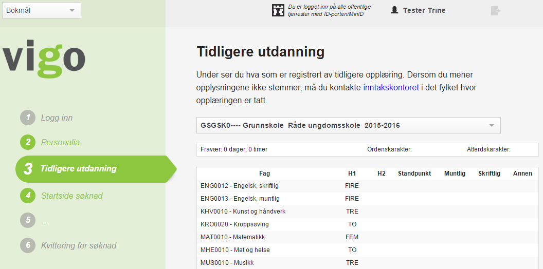 I dette bildet vises all tidligere skolegang.