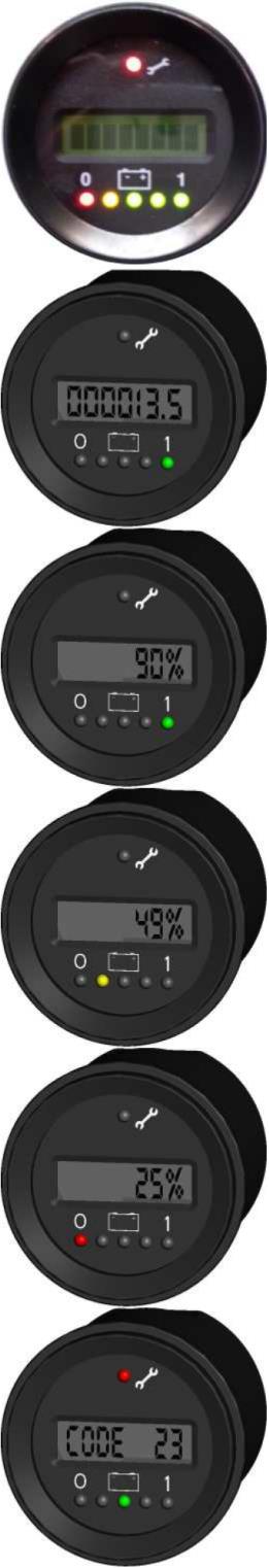 3.3. INDIKATOR FOR UTLADET BATTERI OG TIMETELLER GENERELT Indikatoren for utladet batteri og timeteller befinner seg på nedre strømboks: det er samme indikator for begge.