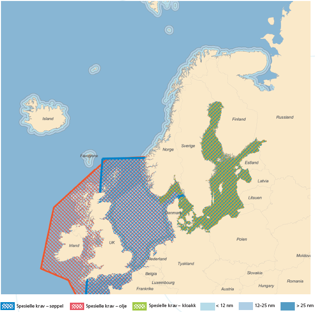 Oversikt over havområder i regionen