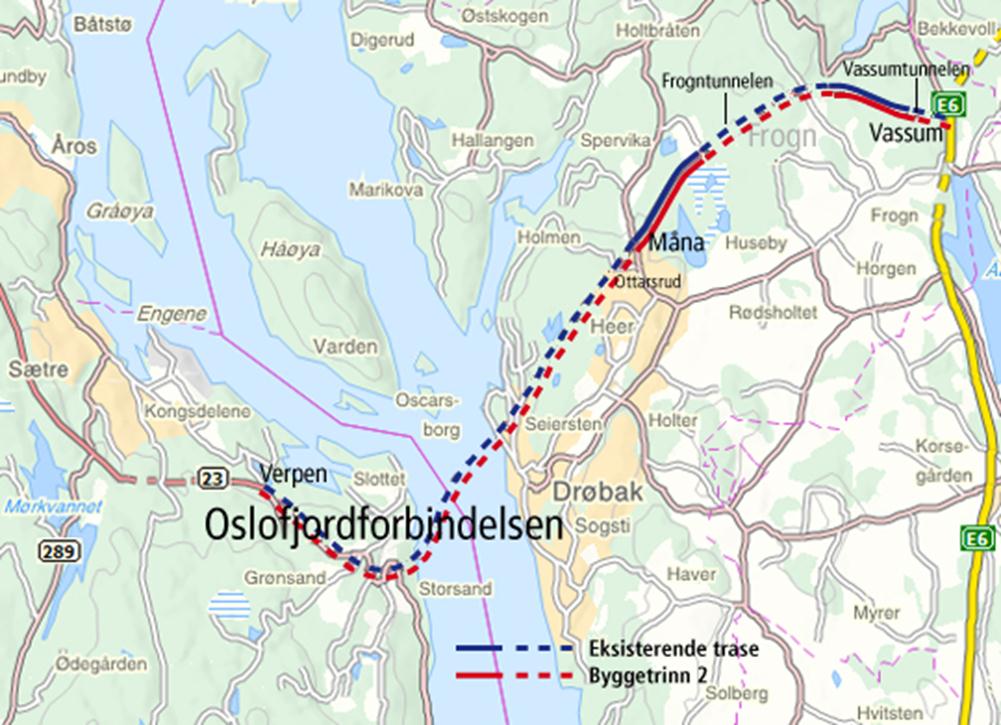 7,4 km Utvidelse fra 2 til 4 felt fra Vassum