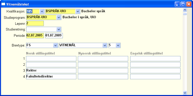 Vitnemål side 1, 2 og 4: Bilde Vitnemåltekst 33 oppgavetittel2 hovedoppgavens tittel, uppercase oppgaveemnenavn oppgaveemnets navn innstilling Hvis J, avsnittet VTM INNSTILLING disiplinnavn utledes