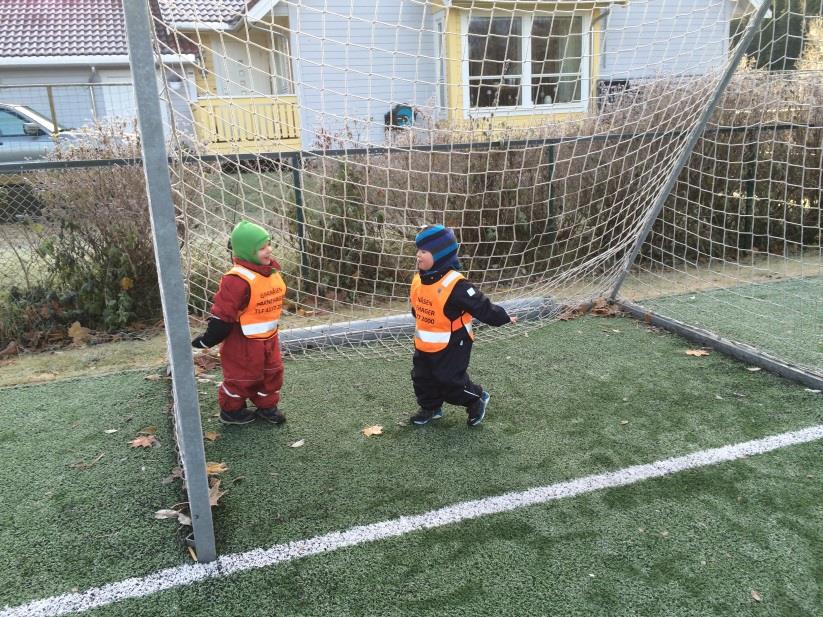 Tur til fotballbanen Blader plukkes, ballen går i