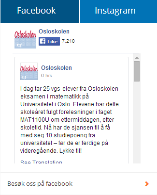 Versjonsnr. 2.2 Side 49 8.13 Sosiale medier - Gir mulighet for å integrere skolens Facebook- og Instagramkonto på nettsiden.