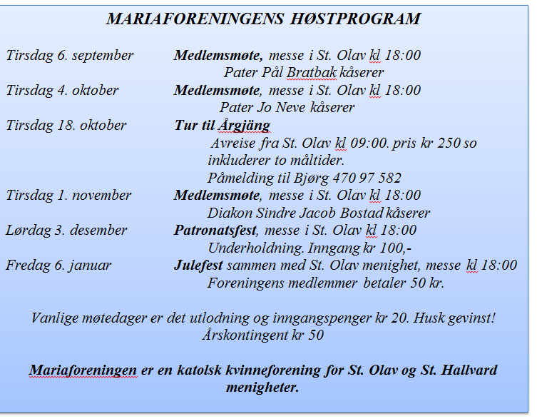 Pave Frans, april 2016 Notiser: Kontaktklubben møtes til lunsj og hyggelig samvær onsdager etter messen kl 11:00. Familiekoret har øvelse hver mandag kl 17:30. Oppstart etter ferien 29.