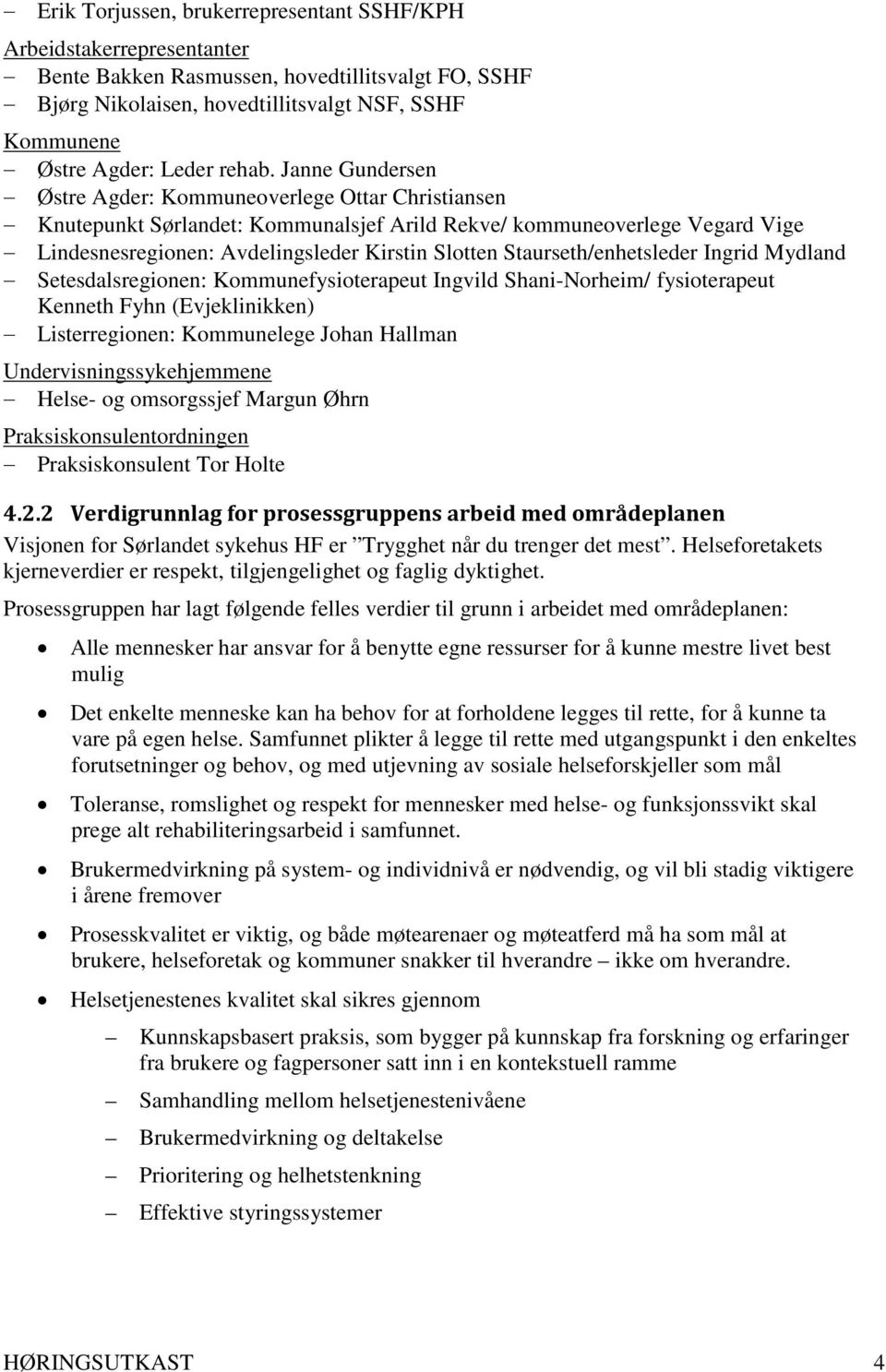 Janne Gundersen Østre Agder: Kommuneoverlege Ottar Christiansen Knutepunkt Sørlandet: Kommunalsjef Arild Rekve/ kommuneoverlege Vegard Vige Lindesnesregionen: Avdelingsleder Kirstin Slotten