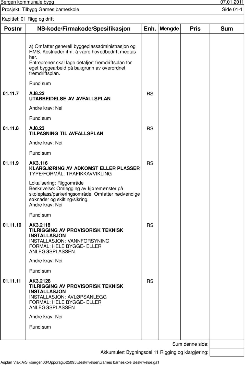 11.9 AK3.116 KLARGJØRING AV ADKOMST ELLER PLASSER TYPE/FORMÅL: TRAFIKKAVVIKLING Lokalisering: Riggområde Beskrivelse: Omlegging av kjøremønster på skoleplass/parkeringsområde.