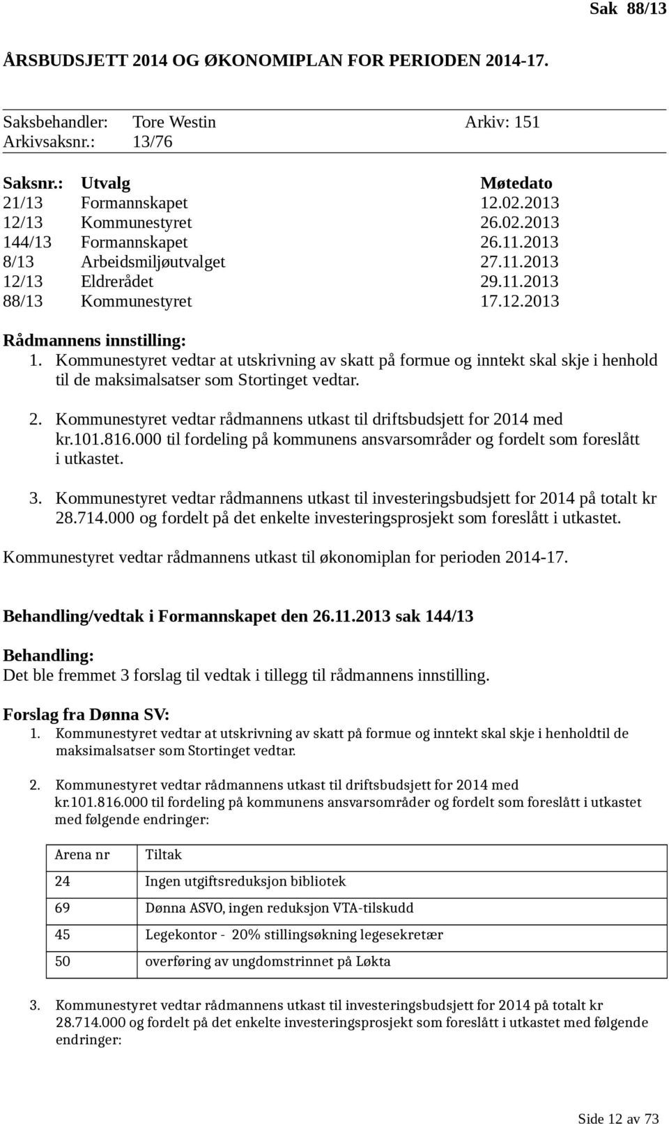 Kommunestyret vedtar at utskrivning av skatt på formue og inntekt skal skje i henhold til de maksimalsatser som Stortinget vedtar. 2.