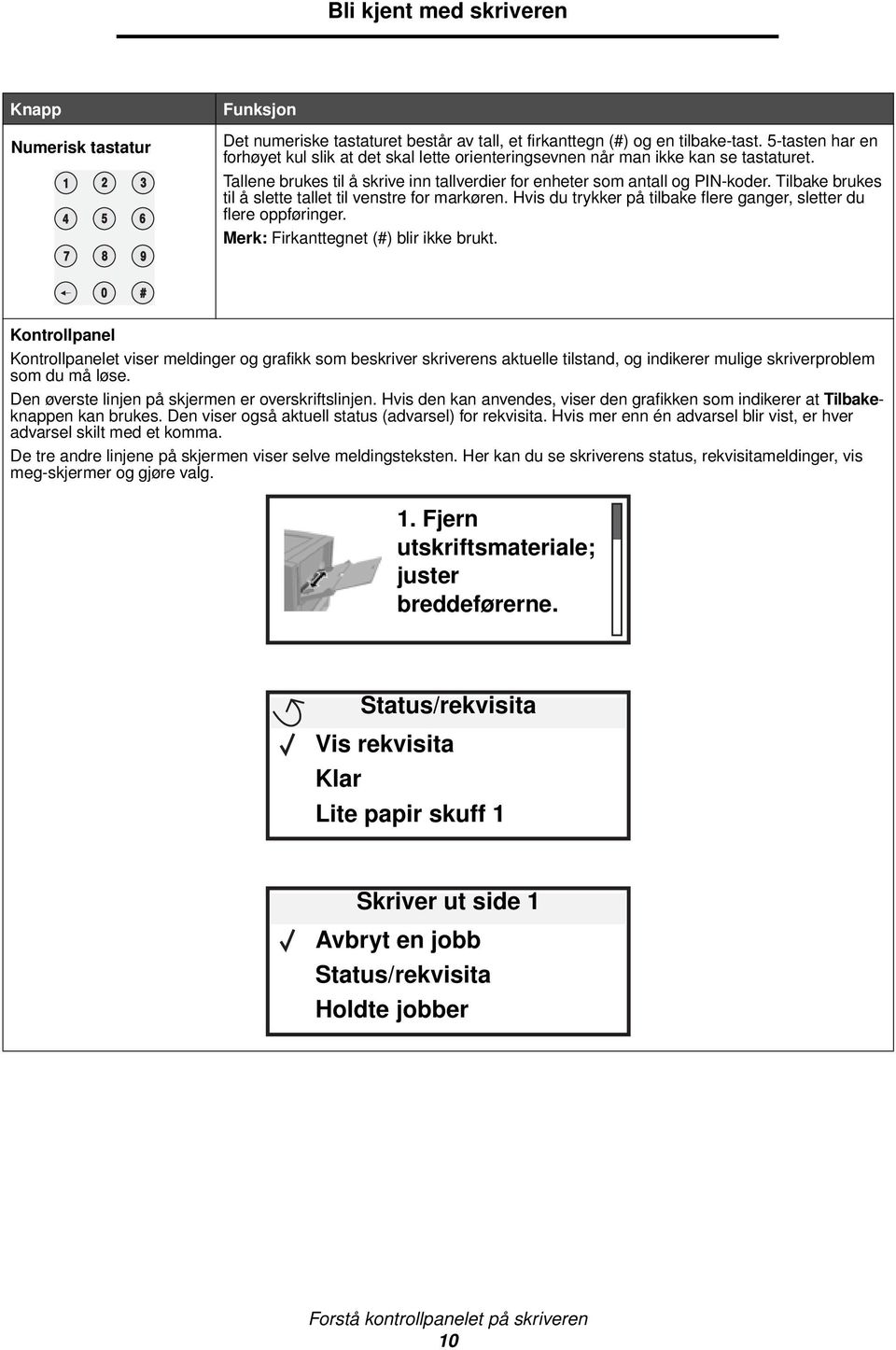 Tilbake brukes til å slette tallet til venstre for markøren. Hvis du trykker på tilbake flere ganger, sletter du flere oppføringer. Merk: Firkanttegnet (#) blir ikke brukt.