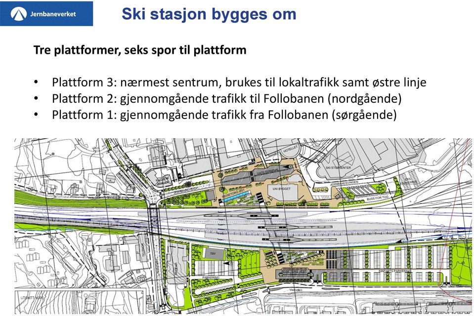 linje Plattform 2: gjennomgående trafikk til Follobanen