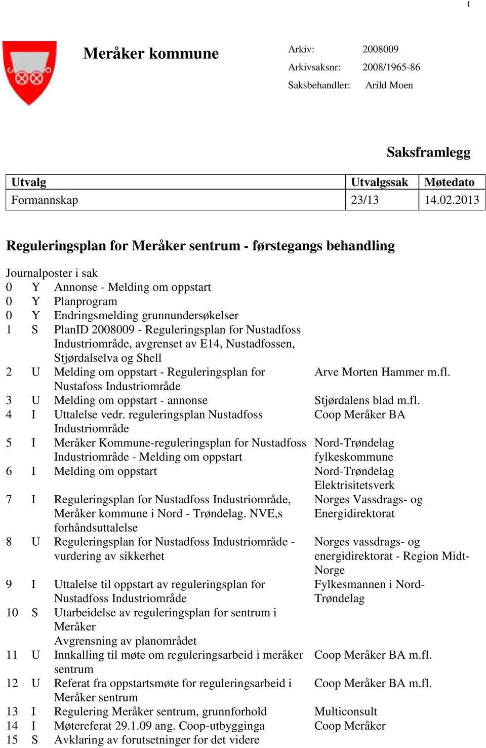 Nustadfoss Industriområde, avgrenset av E14, Nustadfossen, Stjørdalselva og Shell 2 U Melding om oppstart - Reguleringsplan for Arve Morten Hammer m.fl.