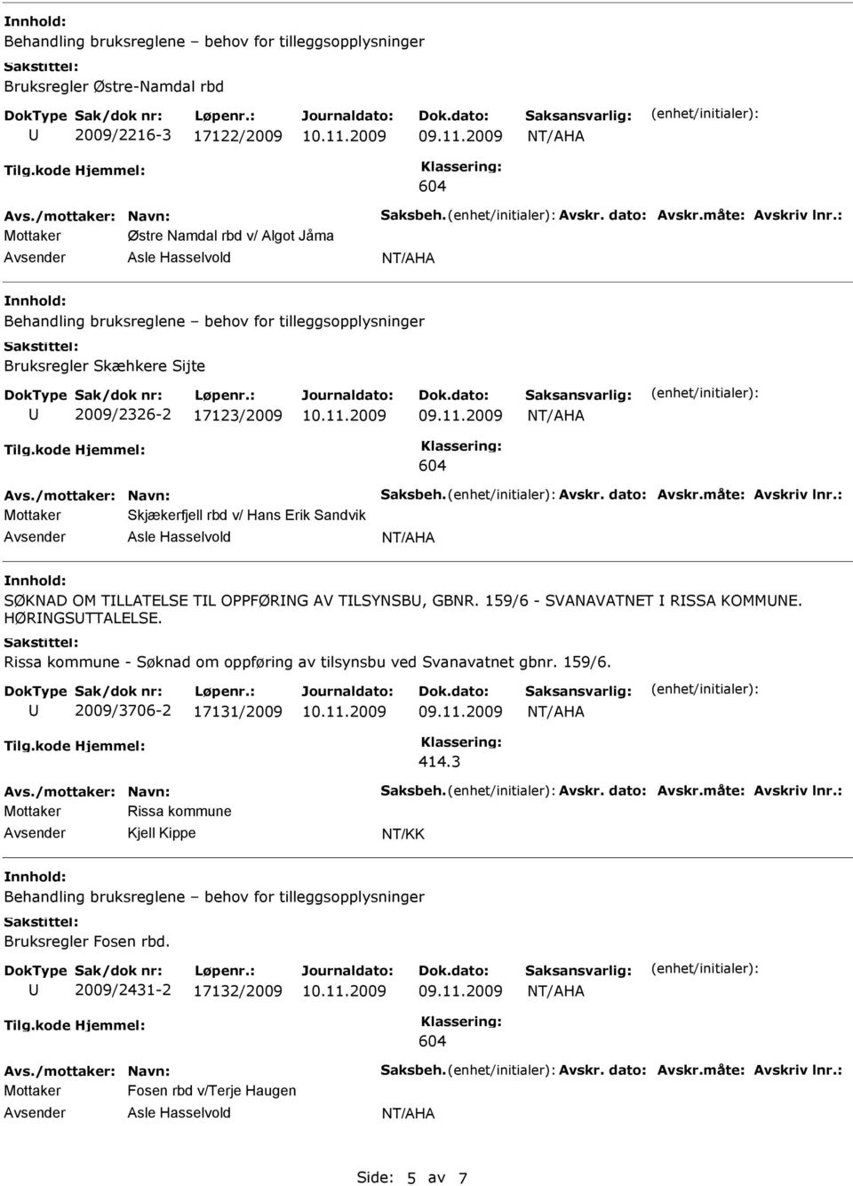 : Mottaker Skjækerfjell rbd v/ Hans Erik Sandvik SØKNAD OM TLLATELSE TL OPPFØRNG AV TLSYNSB, GBNR. 159/6 - SVANAVATNET RSSA KOMMNE. HØRNGSTTALELSE.