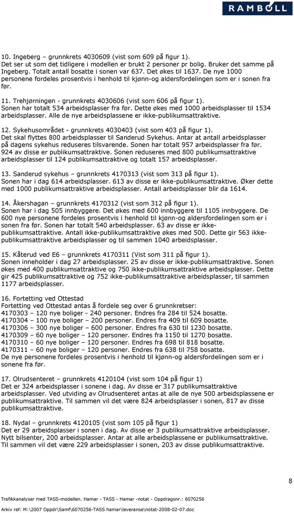 Sonen har totalt 534 arbeidsplasser fra før. Dette økes med 1000 arbeidsplasser til 1534 arbeidsplasser. Alle de nye arbeidsplassene er ikke-publikumsattraktive. 12.