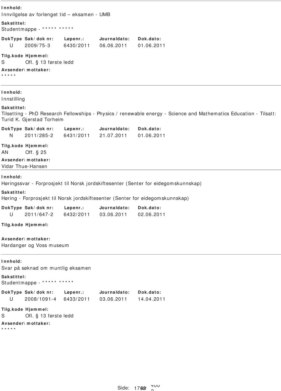 Gjerstad Torheim N 011/85-6431/011 1.07.011 01.06.011 AN Off.