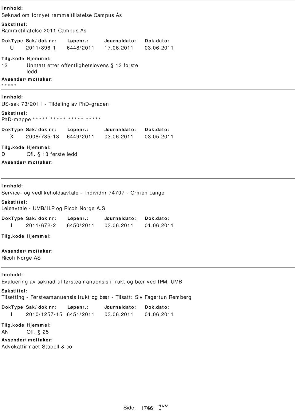 011 Service- og vedlikeholdsavtale - ndividnr 74707 - Ormen Lange Leieavtale - MB/L og Ricoh Norge A.S 011/67-6450/011 03.06.