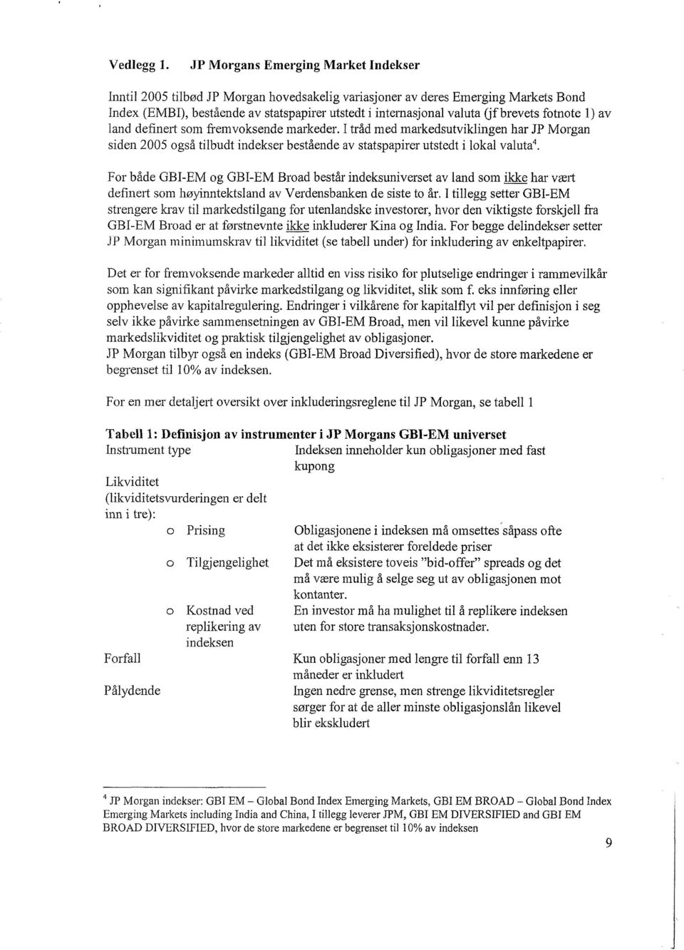 brevets fotnote 1) av land definert som fremvoksende markeder. I tråd med markedsutviklingen har JP Morgan siden 2005 også tilbudt indekser bestående av statspapirer utstedt i lokal valuta4.