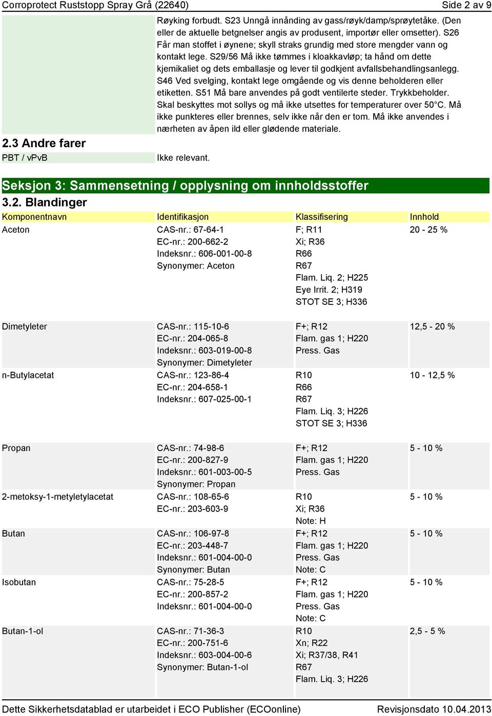 S29/56 Må ikke tømmes i kloakkavløp; ta hånd om dette kjemikaliet og dets emballasje og lever til godkjent avfallsbehandlingsanlegg.