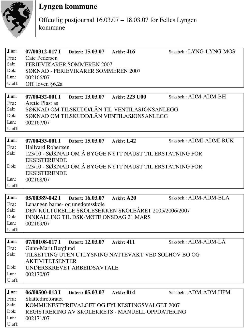 07 Arkiv: L42 Saksbeh.: ADMI-ADMI-RUK Fra: Hallvard Robertsen Sak: 123/10 - SØKNAD OM Å BYGGE NYTT NAUST TIL ERSTATNING FOR Dok: 123/10 - SØKNAD OM Å BYGGE NYTT NAUST TIL ERSTATNING FOR Lnr.