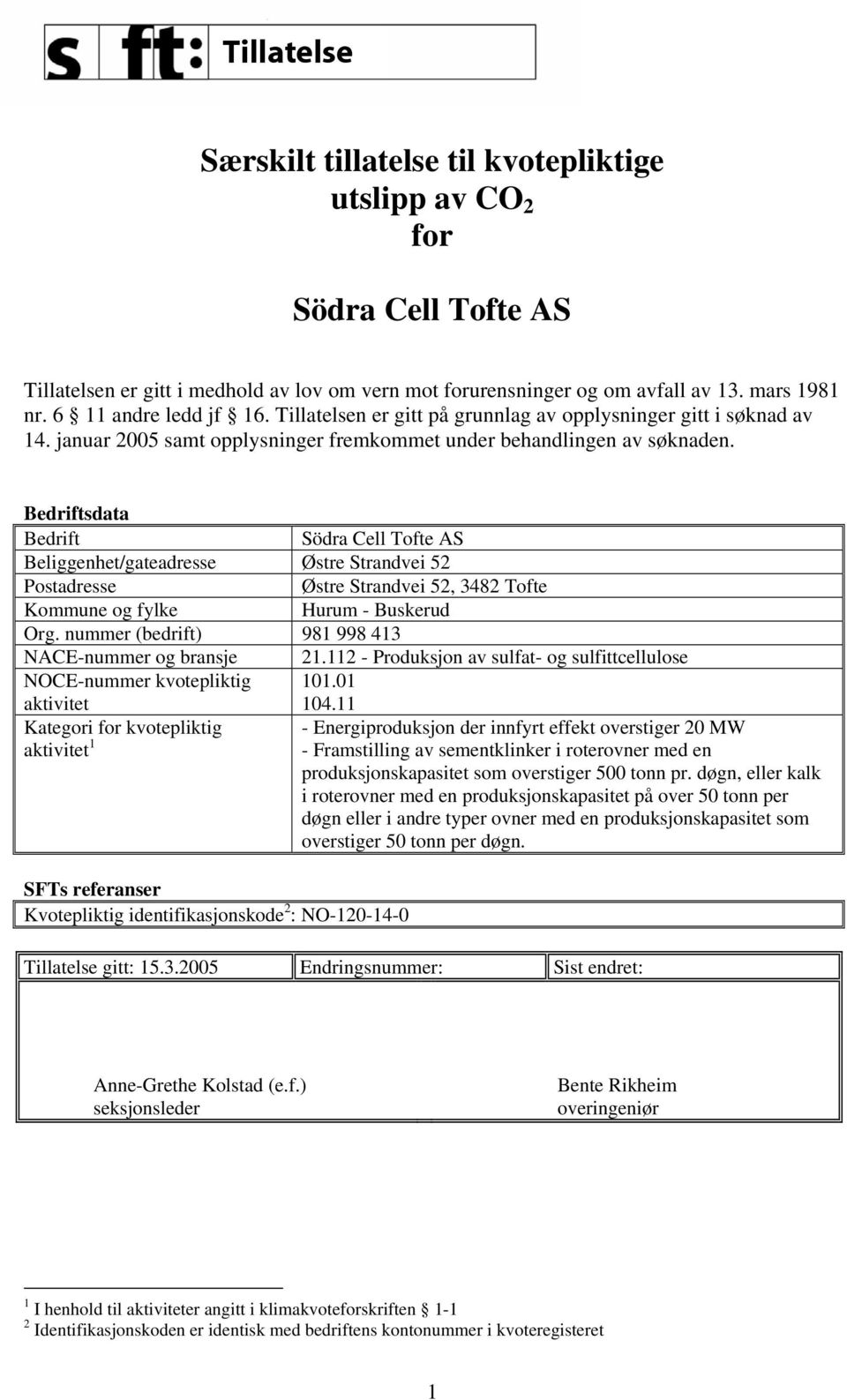 Bedriftsdata Bedrift Södra Cell Tofte AS Beliggenhet/gateadresse Østre Strandvei 52 Postadresse Østre Strandvei 52, 3482 Tofte Kommune og fylke Hurum - Buskerud Org.