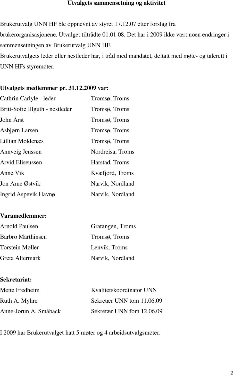 Utvalgets medlemmer pr. 31.12.