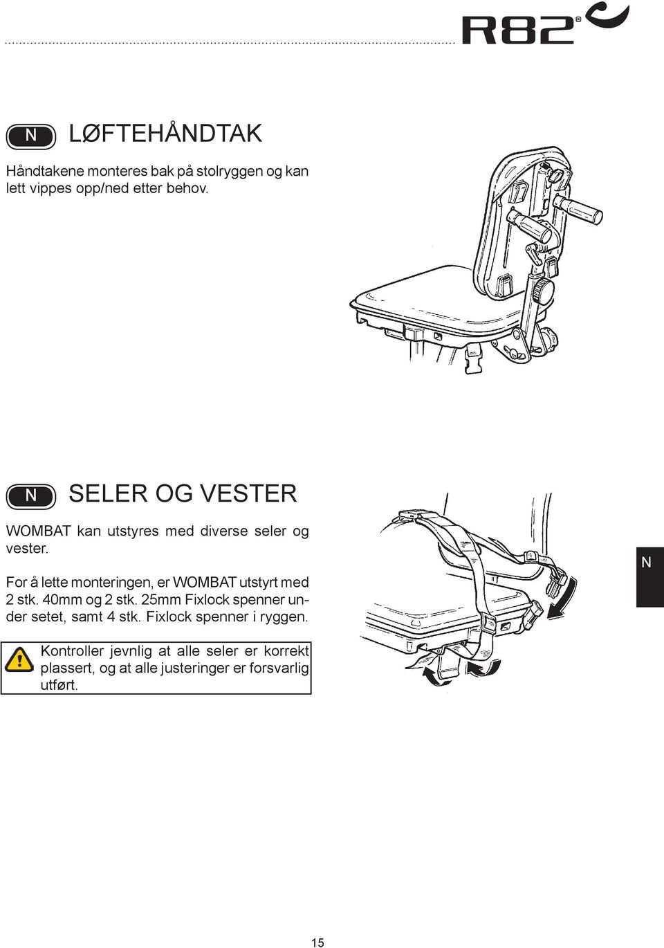 For å lette monteringen, er WOMT utstyrt med 2 stk. 40mm og 2 stk.