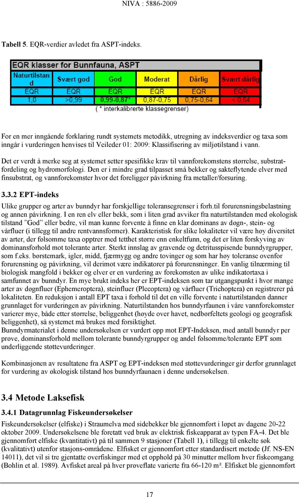 Det er verdt å merke seg at systemet setter spesifikke krav til vannforekomstens størrelse, substratfordeling og hydromorfologi.