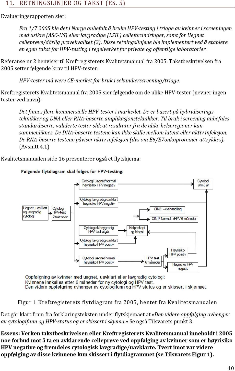 Uegnet celleprøve/dårlig prøvekvalitet (2). Disse retningslinjene ble implementert ved å etablere en egen takst for HPV-testing i regelverket for private og offentlige laboratorier.