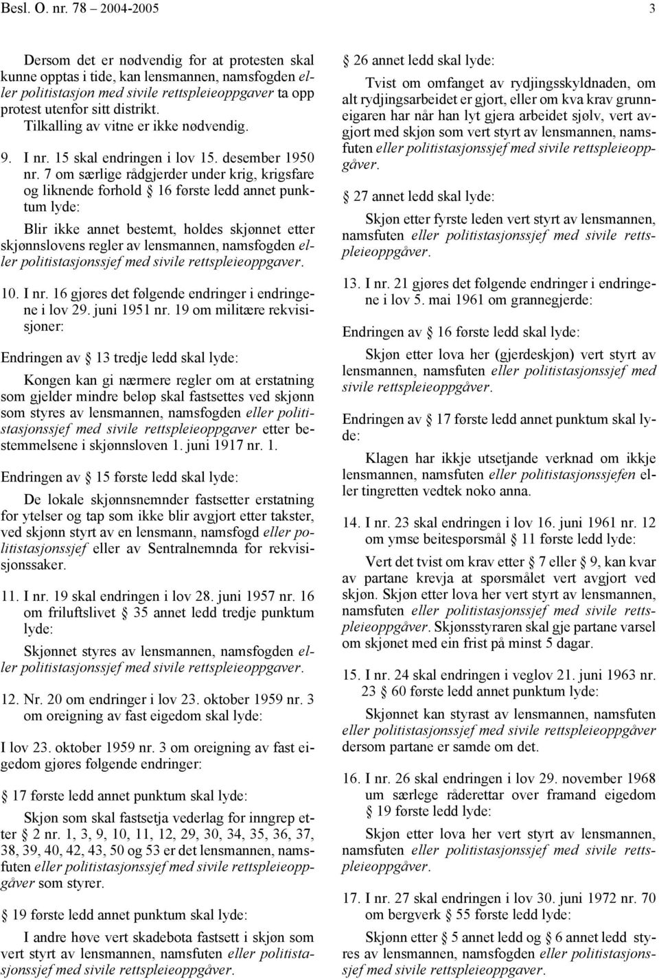 Tilkalling av vitne er ikke nødvendig. 9. I nr. 15 skal endringen i lov 15. desember 1950 nr.