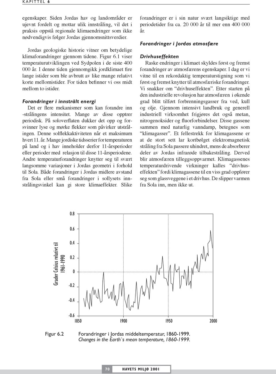 Jordas geologiske historie vitner om betydelige klimaforandringer gjennom tidene. Figur 6.1 viser temperaturutviklingen ved Sydpolen i de siste 400 000 år.