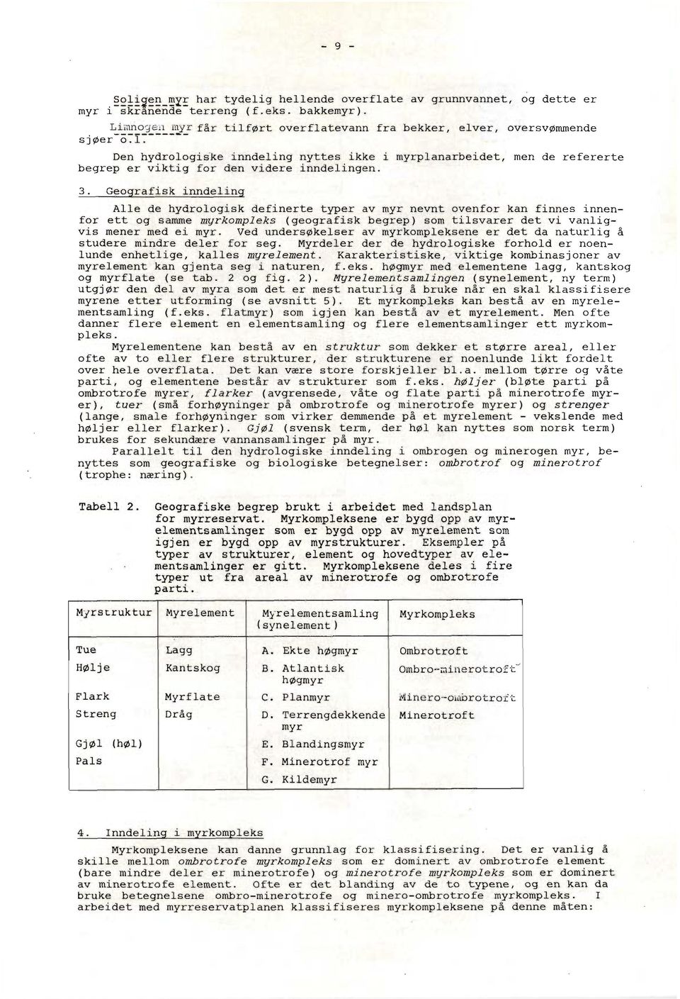 Alle da hydro~ogisk dafineste typer av uqfr nevnt gwnfor kan finnes innenfor ett og @-e myrkompieps (gaagrafiak betgrep) som tilavarer det vi vanligvis mener med ti myr.