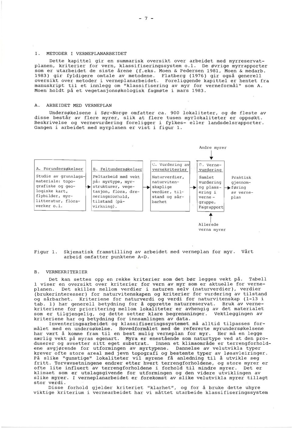 Flatberg (1976) gir også generell oversikt over metoder i verneplanarbeidet. Foreliggende kapittel er hentet fra manuskript til et innlegg om llklassifisering av myr for verneformål" som A.