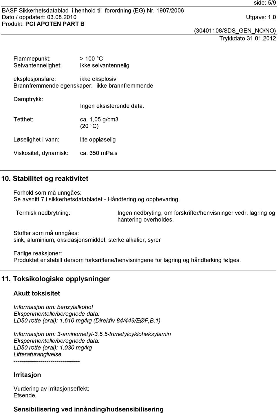 08/SDS_GEN_NO/NO) Trykkdato 31.01.