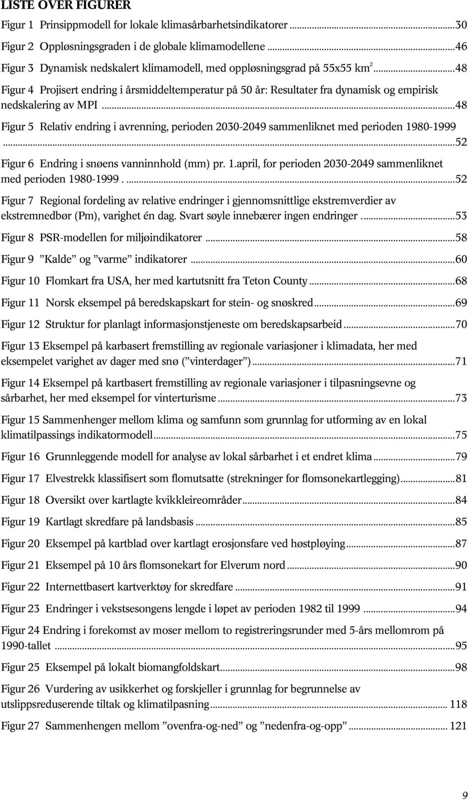 ..48 Figur 5 Relativ endring i avrenning, perioden 2030-2049 sammenliknet med perioden 1980-1999...52 Figur 6 Endring i snøens vanninnhold (mm) pr. 1.april, for perioden 2030-2049 sammenliknet med perioden 1980-1999.