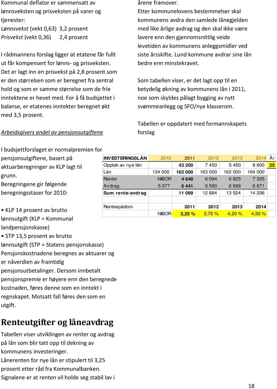 Det er lagt inn en prisvekst på 2,8 prosent som er den størrelsen som er beregnet fra sentral hold og som er samme størrelse som de frie inntektene er hevet med.