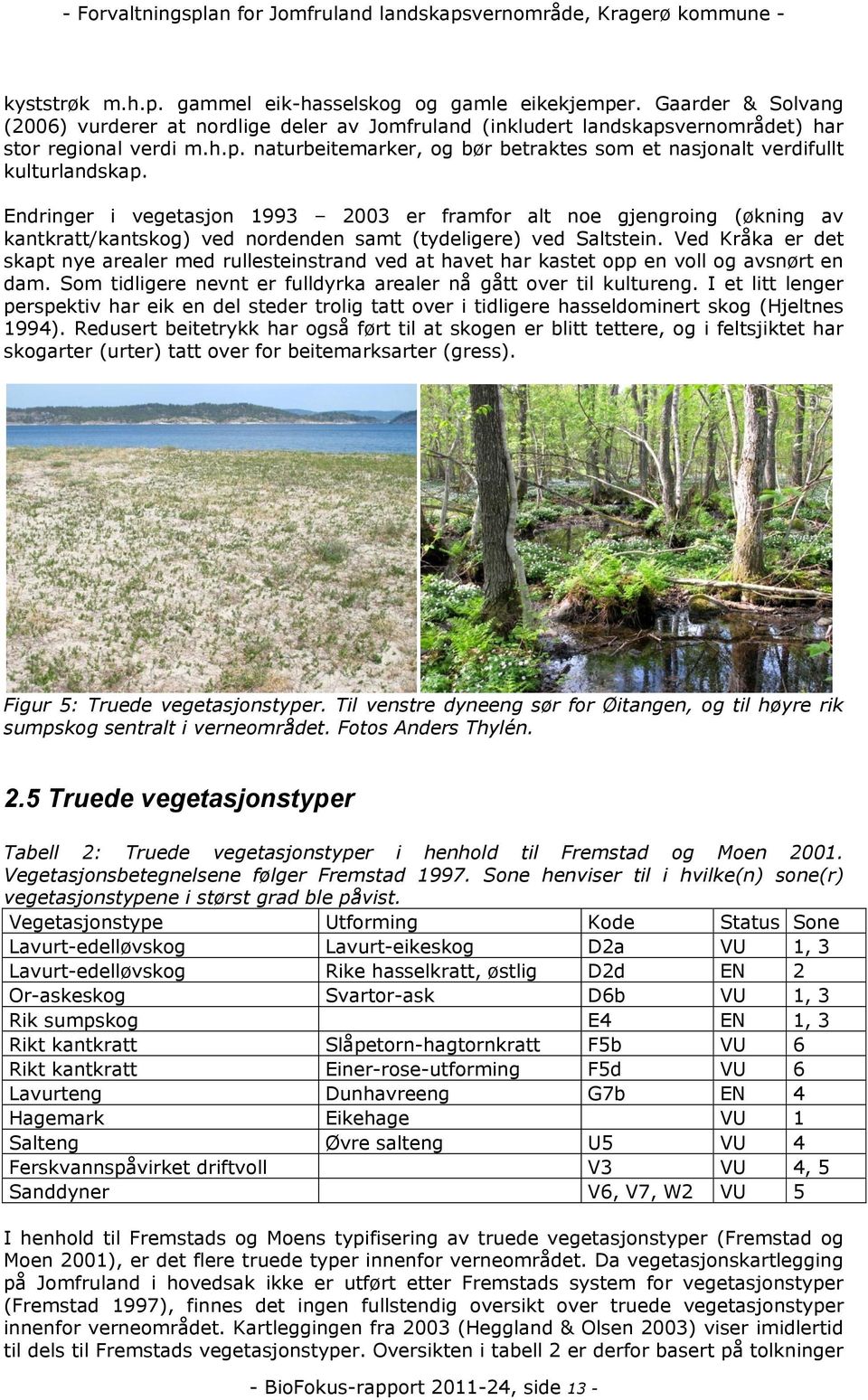 Ved Kåka e det skapt nye aeale med ullesteinstand ved at havet ha kastet opp en voll og avsnøt en dam. Som tidligee nevnt e fulldyka aeale nå gått ove til kultueng.