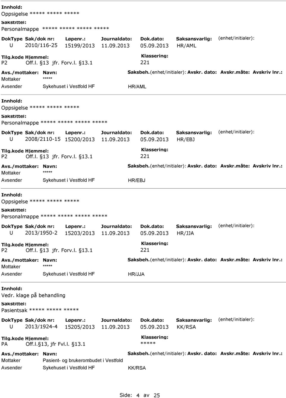 klage på behandling Pasientsak 2013/1924-4 15205/2013