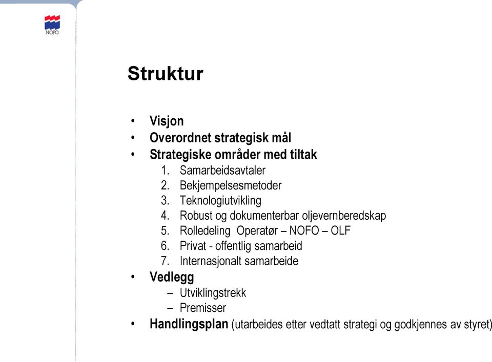 Rolledeling Operatør NOFO OLF 6. Privat - offentlig samarbeid 7.