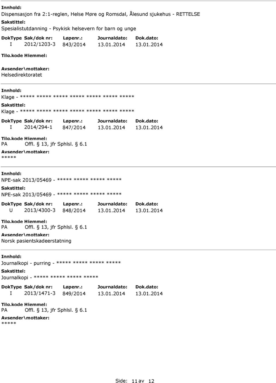 Helsedirektoratet Klage - Klage - 2014/294-1 847/2014 NE-sak 2013/05469 - NE-sak