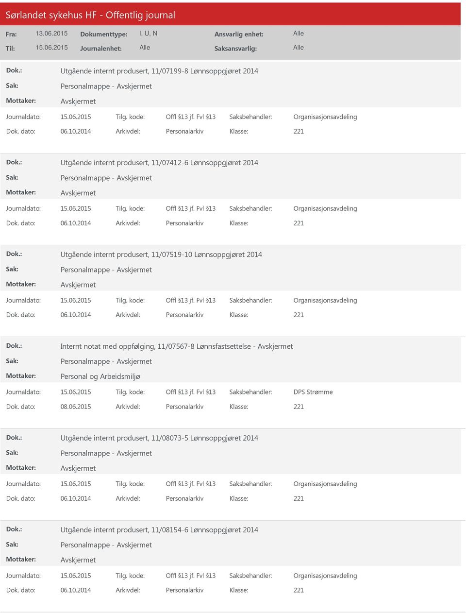 2014 Arkivdel: Personalarkiv tgående internt produsert, 11/07519-10 