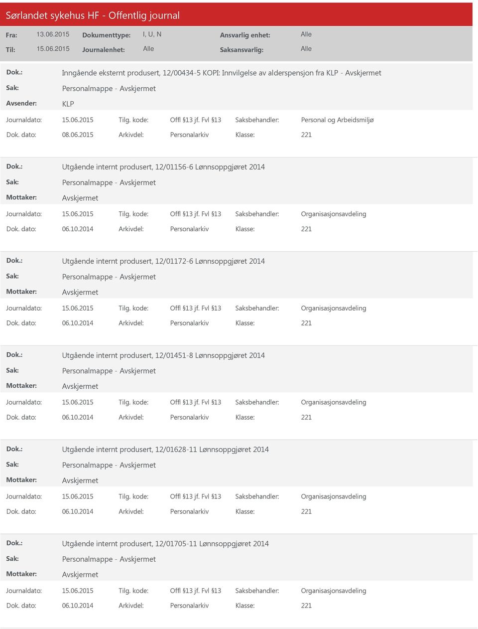 2014 Arkivdel: Personalarkiv tgående internt produsert, 12/01172-6 Lønnsoppgjøret 2014 Personalmappe - Dok. dato: 06.10.