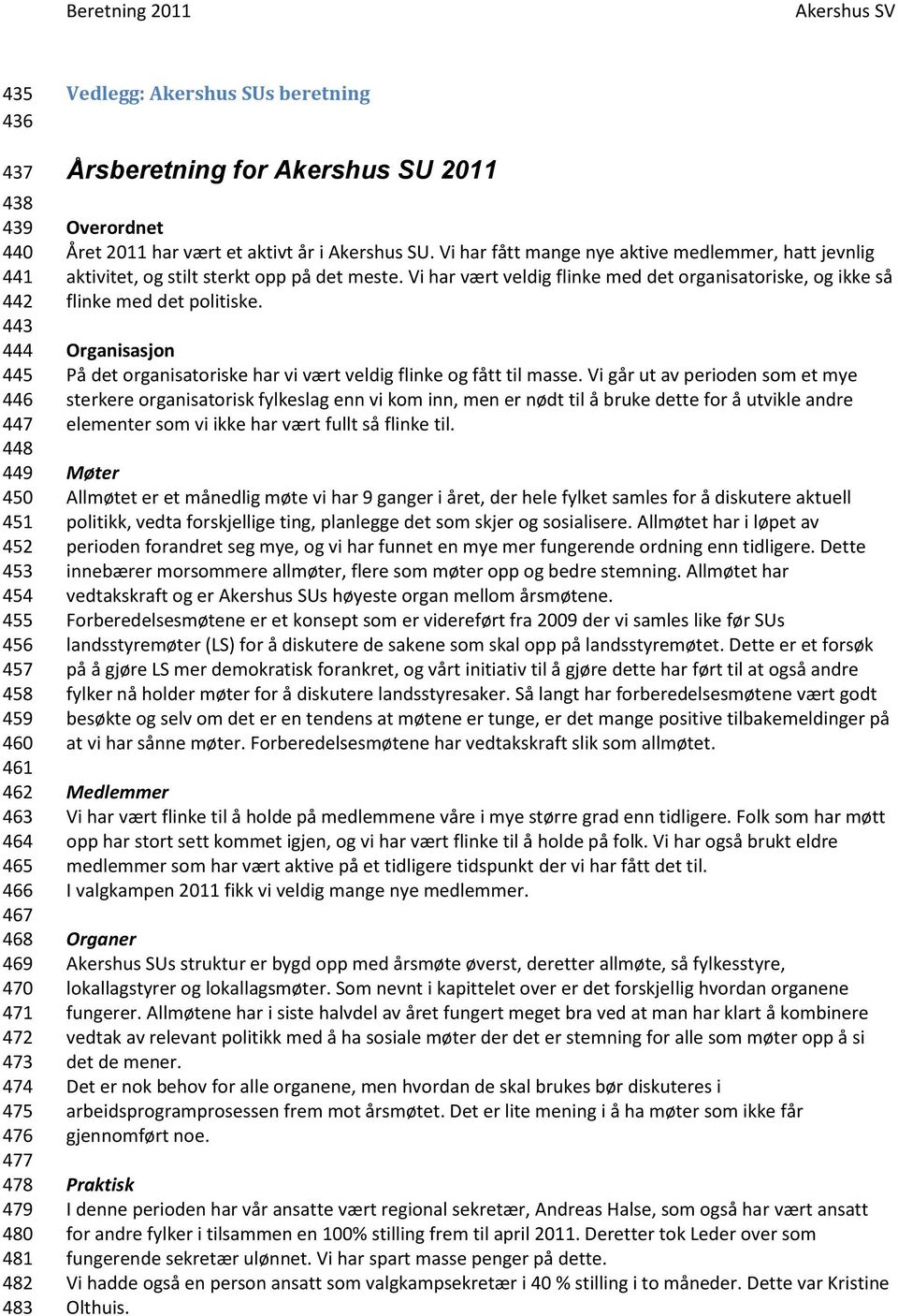 Vi har fått mange nye aktive medlemmer, hatt jevnlig aktivitet, og stilt sterkt opp på det meste. Vi har vært veldig flinke med det organisatoriske, og ikke så flinke med det politiske.