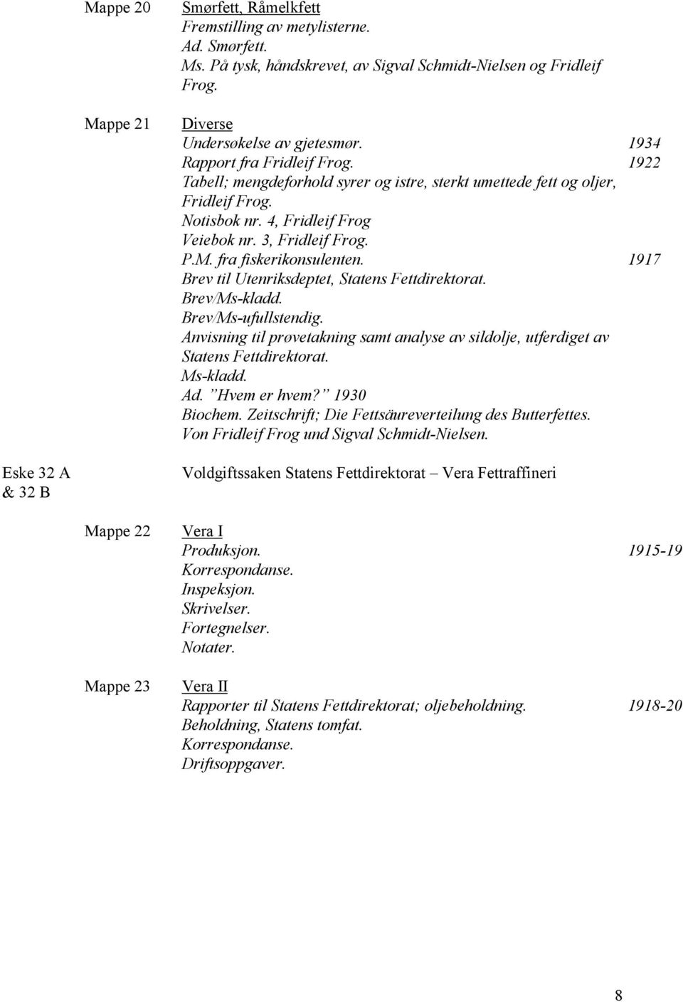 Brev til Utenriksdeptet, Statens Fettdirektorat. Brev/Ms-kladd. Brev/Ms-ufullstendig. Anvisning til prøvetakning samt analyse av sildolje, utferdiget av Statens Fettdirektorat. Ms-kladd. Ad.