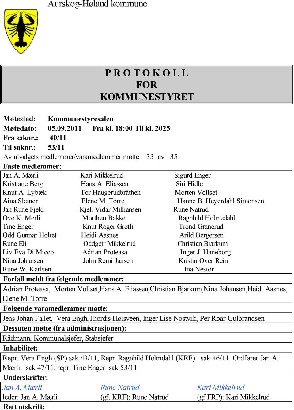 Lybæk Tor Haugerudbråthen Morten Vollset Aina Sletner Elene M. Torre Hanne B. Heyerdahl Simonsen Jan Rune Fjeld Kjell Vidar Milliansen Rune Natrud Ove K.