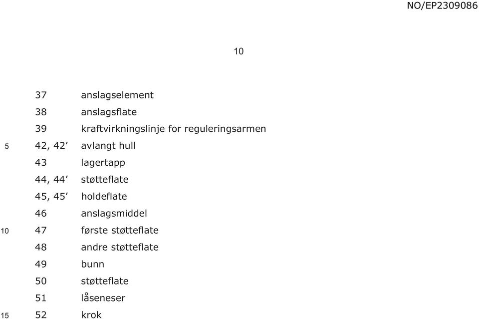 støtteflate 4, 4 holdeflate 46 anslagsmiddel 47 første