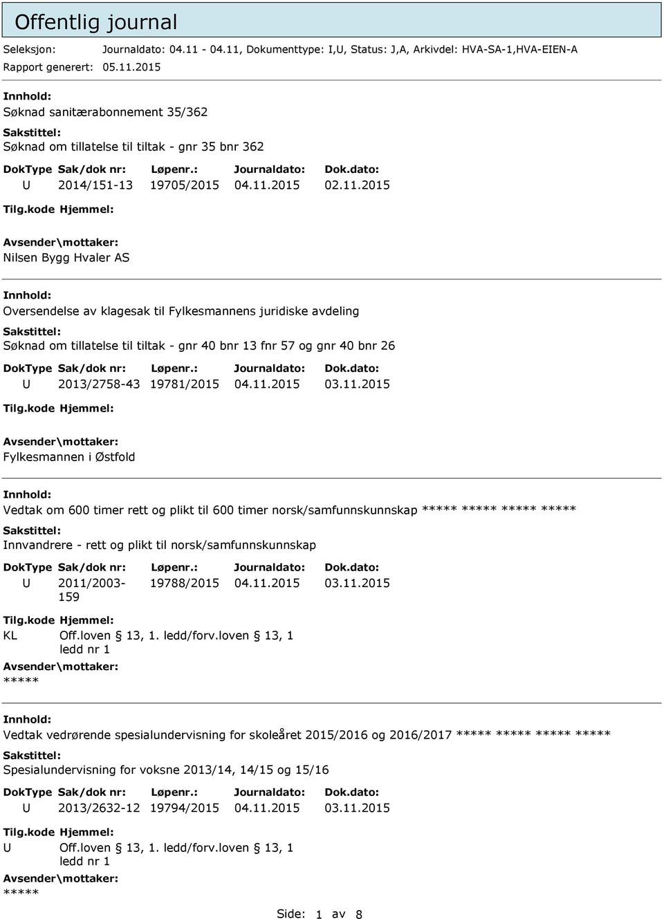 Fylkesmannen i Østfold Vedtak om 600 timer rett og plikt til 600 timer norsk/samfunnskunnskap ***** ***** ***** ***** nnvandrere - rett og plikt til norsk/samfunnskunnskap 2011/2003-159 19788/2015