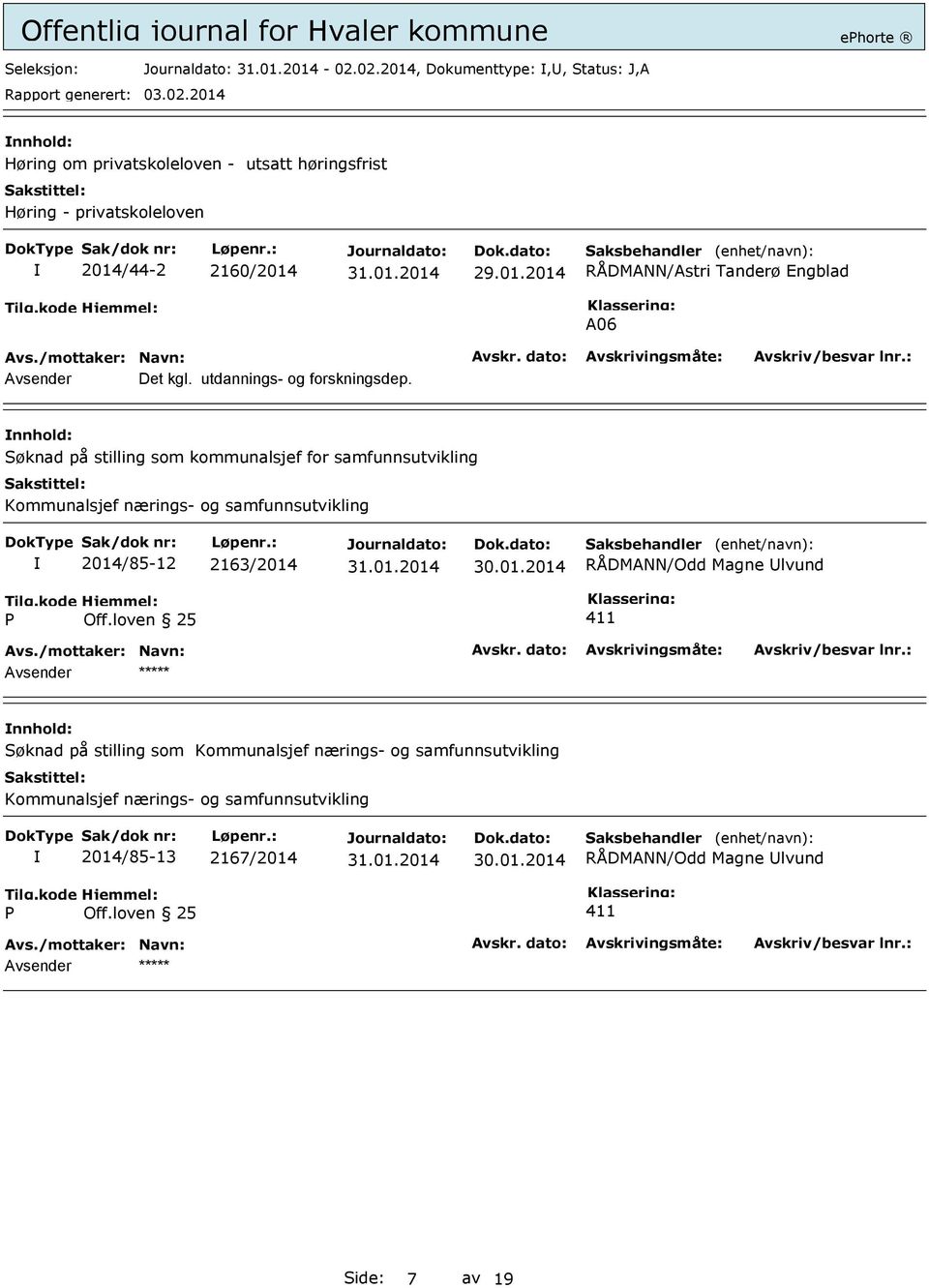 Søknad på stilling som kommunalsjef for samfunnsutvikling Kommunalsjef nærings- og samfunnsutvikling 2014/85-12 2163/2014